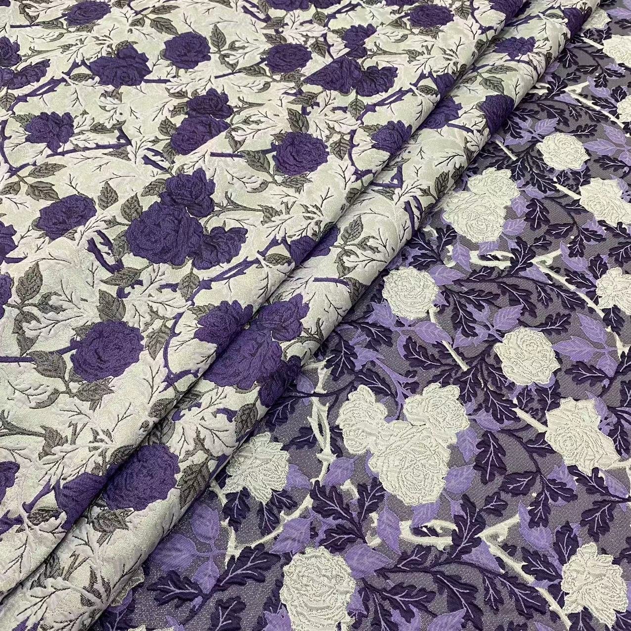 Textile supplier new design customize fashion 3D rose flower yarn dyed brocade jacquard fabrics for women and child's dress