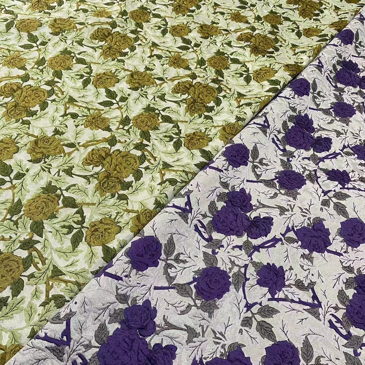 Textile supplier new design customize fashion 3D rose flower yarn dyed brocade jacquard fabrics for women and child's dress