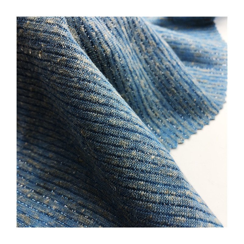 High quality linen metallic fabric 140gsm 47%linen 43%polyester 10%lurex texture jersey fabric for spring summer garment fabric