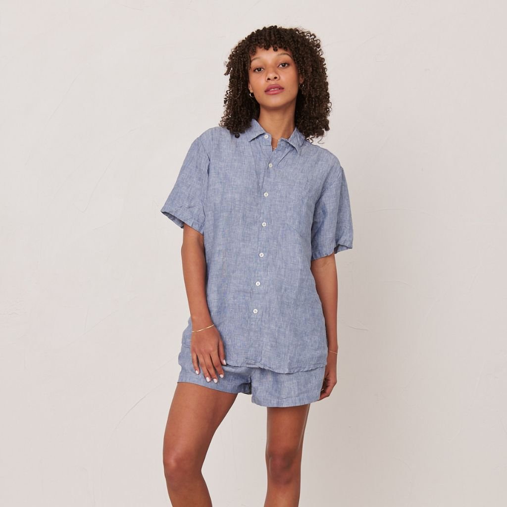 Customized 100% Pure Linen Fabric Wholesale Soft Washed Dress Shirt Blouse for Clothing forHome