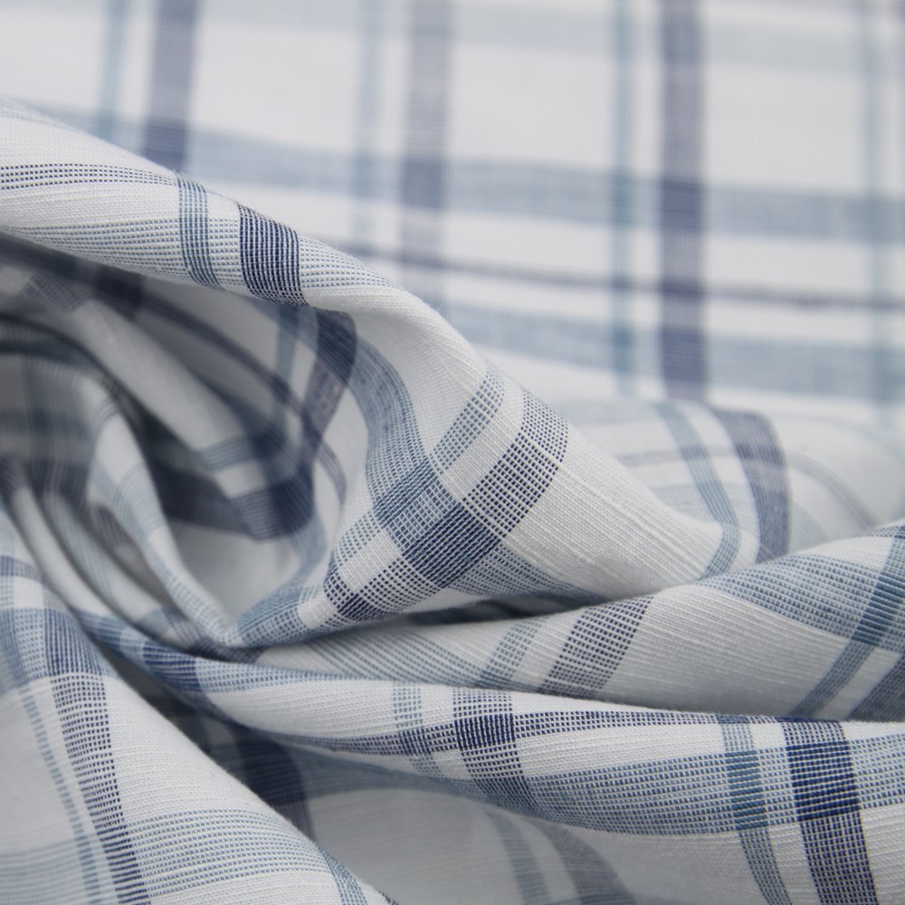 High Quality Low MOQ Linen Cotton Fabric Loose Yarn Dyed Plaid Fabric for Spring Summer Clothes