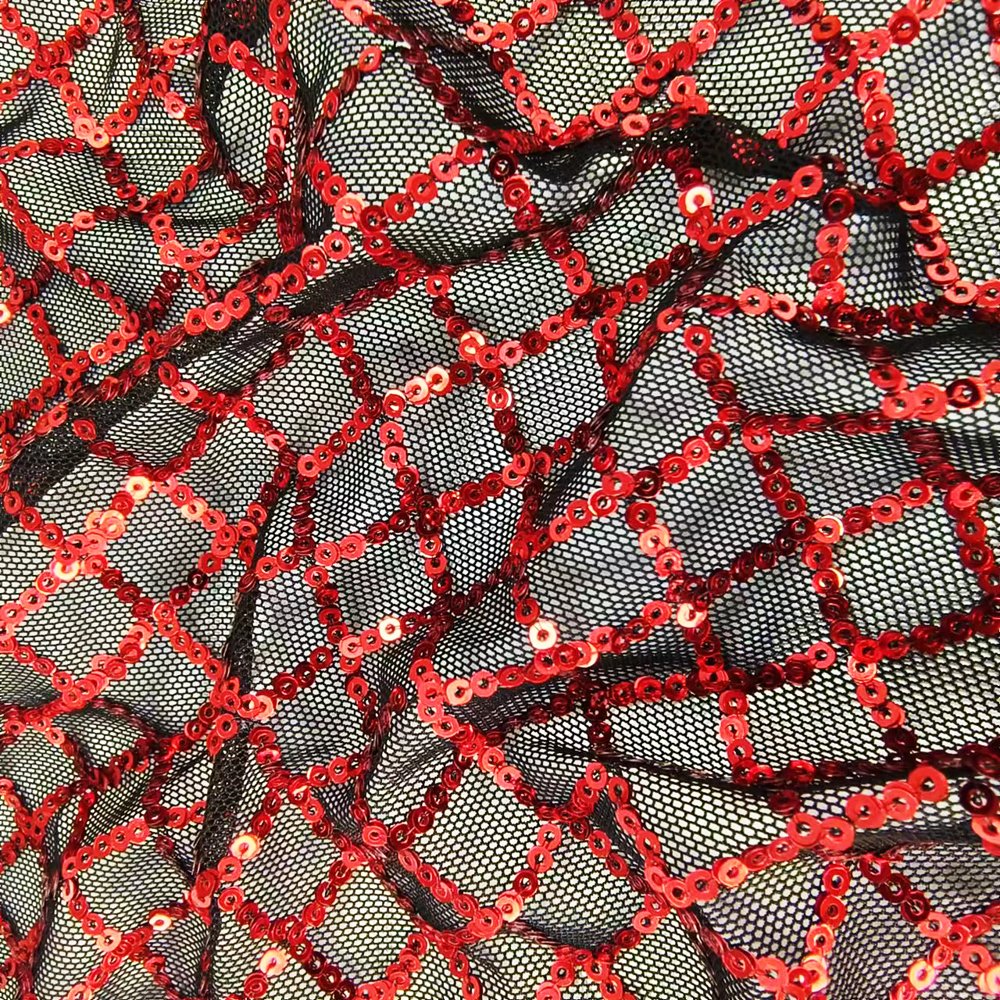 Custom Garment Accessories Mesh Fabric Polyester Lace Fabrics Print Embroidered Bead Party Lace With Sequins