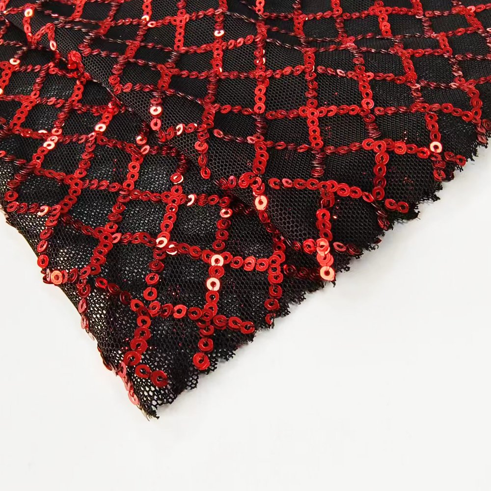 Custom Garment Accessories Mesh Fabric Polyester Lace Fabrics Print Embroidered Bead Party Lace With Sequins