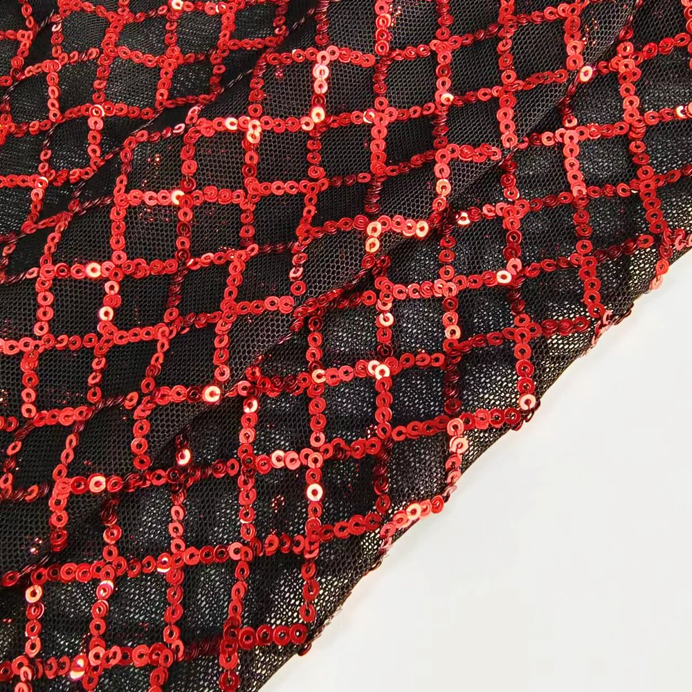 Custom Garment Accessories Mesh Fabric Polyester Lace Fabrics Print Embroidered Bead Party Lace With Sequins