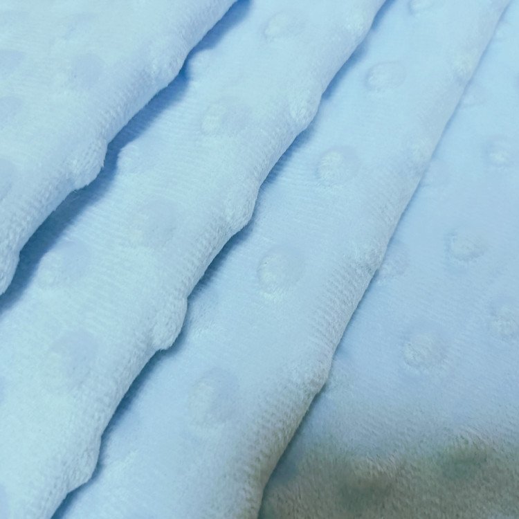 100% Polyester Embossed Minky Fabric Super Soft plain Minky Dot Fabric for baby blanket