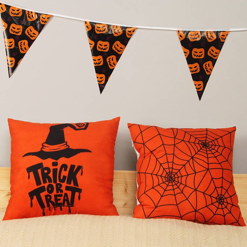 Halloween Cushion Cover Decorative Throw Pillow Cover 45x45cm Yellow Pumpkin Pillow Case Wizard Home Decor Witch Pillowcase