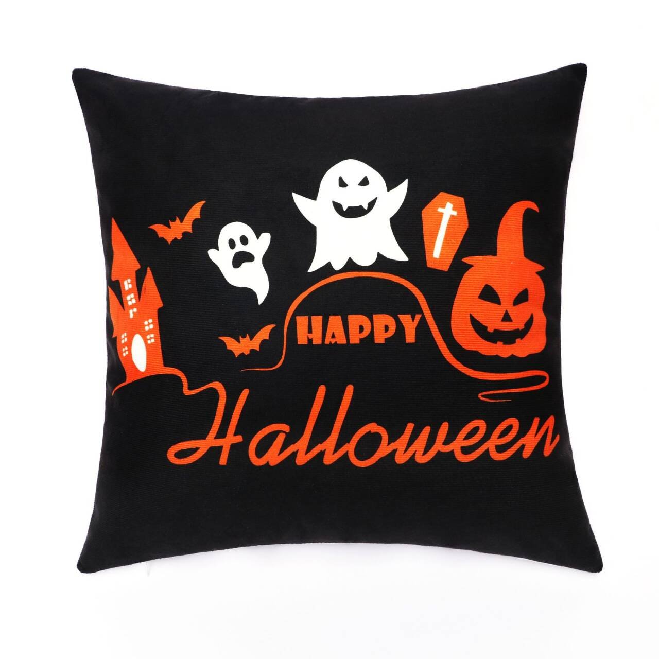 Halloween Cushion Cover Decorative Throw Pillow Cover 45x45cm Yellow Pumpkin Pillow Case Wizard Home Decor Witch Pillowcase
