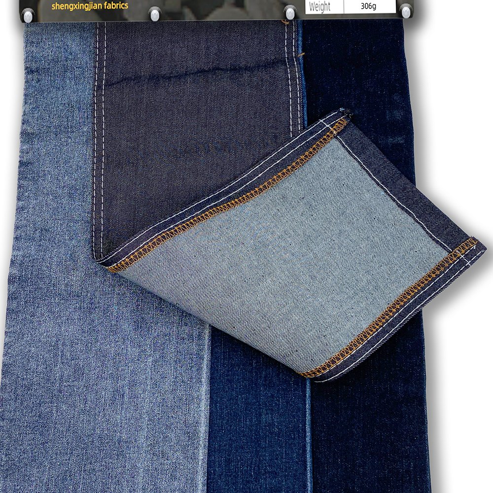 10oz denim fabric wholesale factory direct sales washed blue wear-resistant bamboo cotton medium stretch spandex jeans fabric