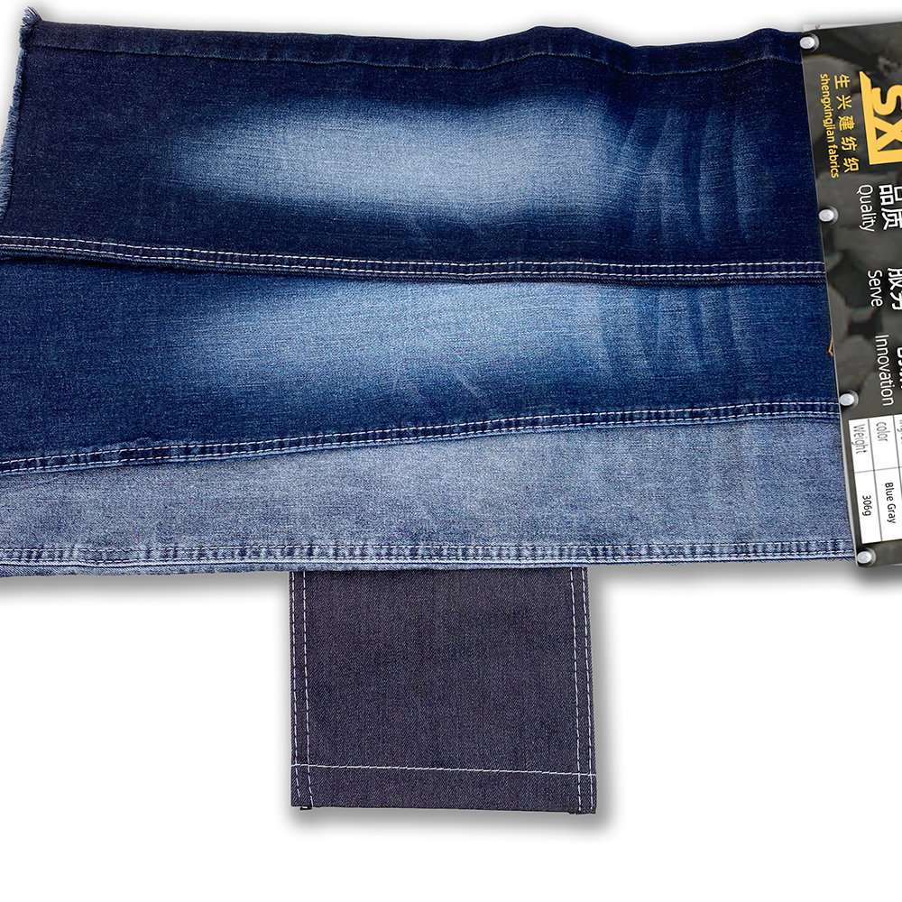 10oz denim fabric wholesale factory direct sales washed blue wear-resistant bamboo cotton medium stretch spandex jeans fabric