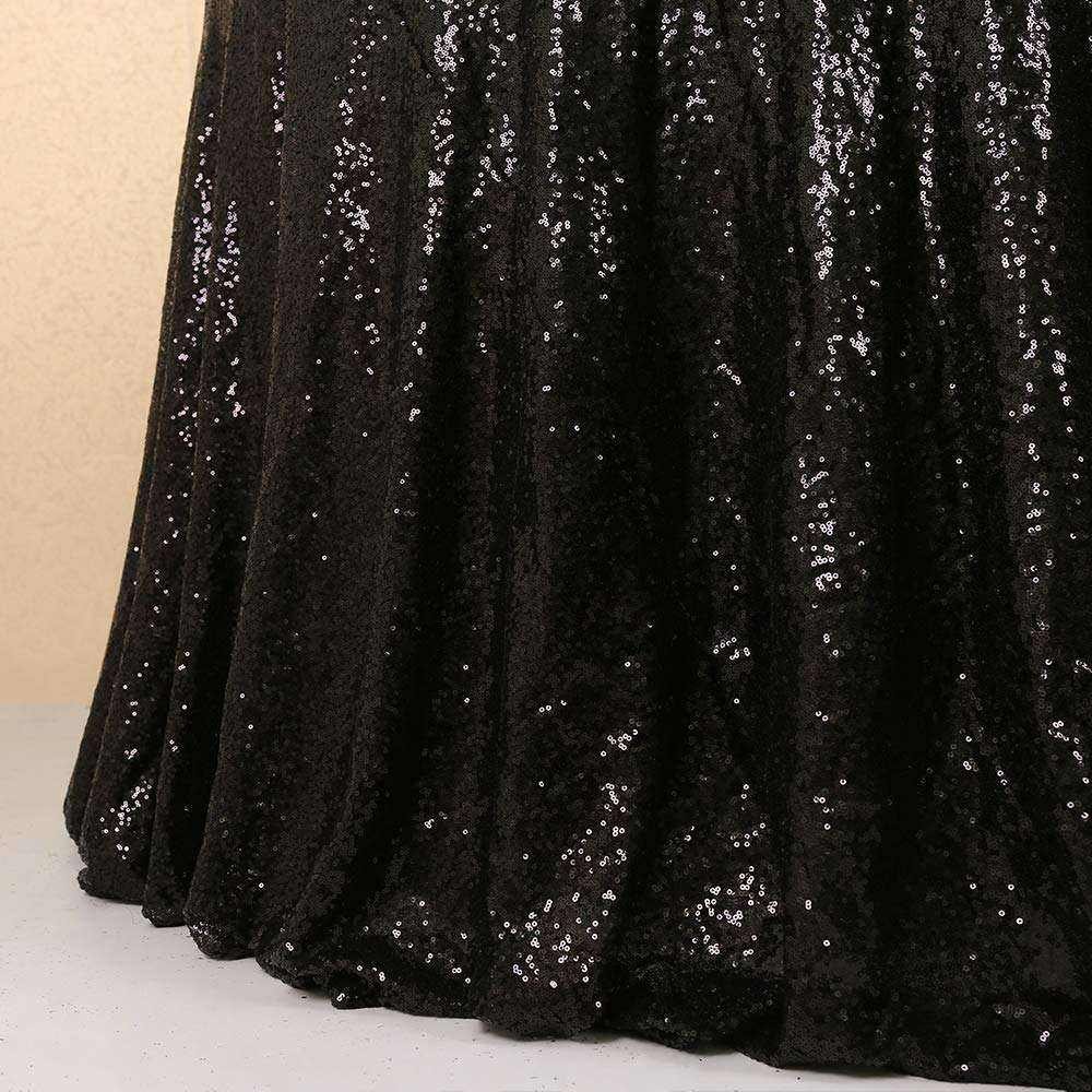 Wholesale Family Banquet Buyer Show Wedding Party Bling Bling Table Cloth Round Sequin Black Tablecloth