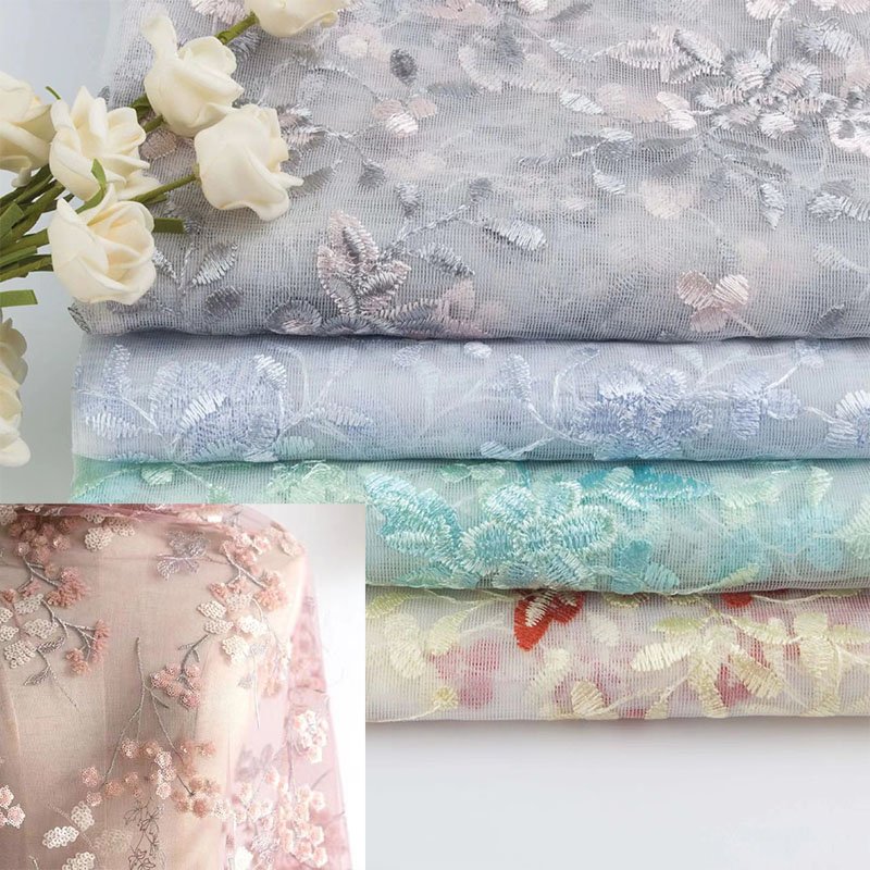 Swarovski Crystal Lace Fabric Korean Chiffon Fabric for Garment Fabric
