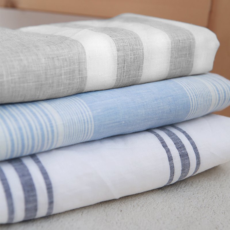 High quality Stripes/squares pattern blackout 100% linen window modern fabric for curtains