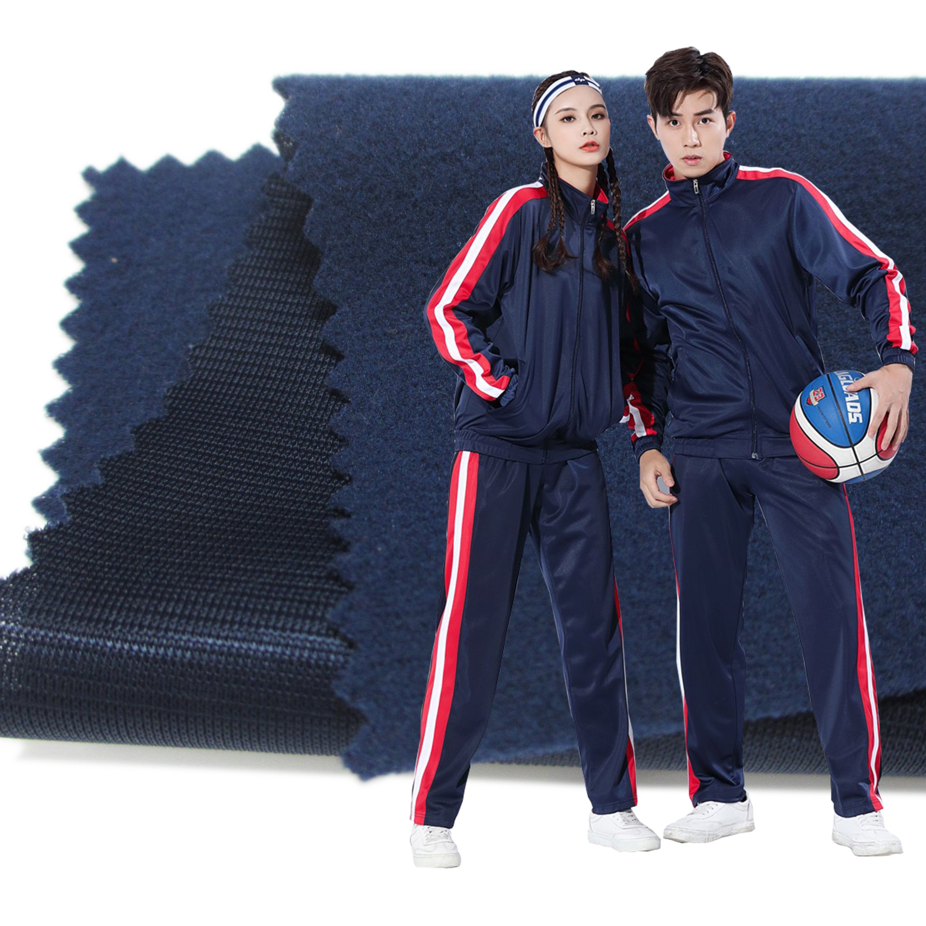 Factory low price semi-gloss 230gsm knitted sportswear tricot fabric polyester super poly fleece tricot tracksuit fabric