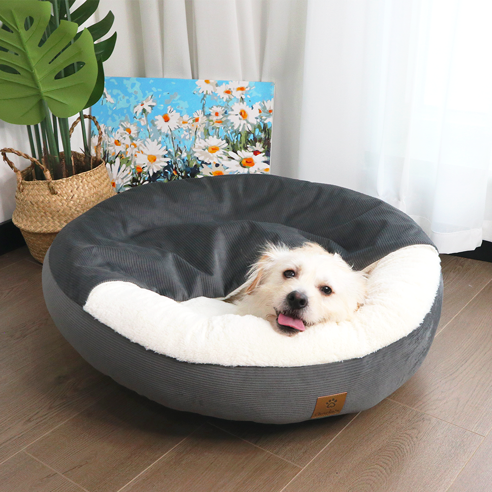 Petopia wholesale customization of luxury dog pet bed sofa round & cat cave with hooded cover, pet beds accessories