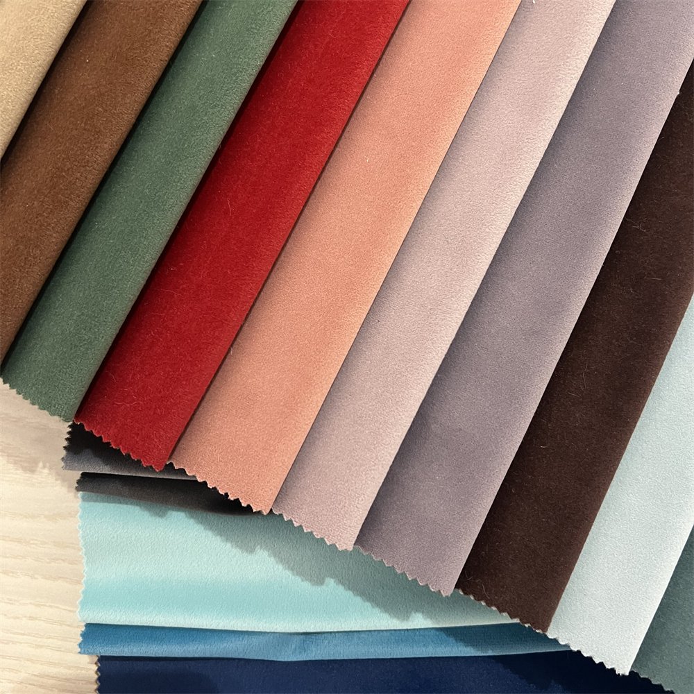 Factory Wholesale Heavyweight Holland Velvet Fabric Waterproof Polyester Sofa Upholstery Solid&Plain Style Cheap Price