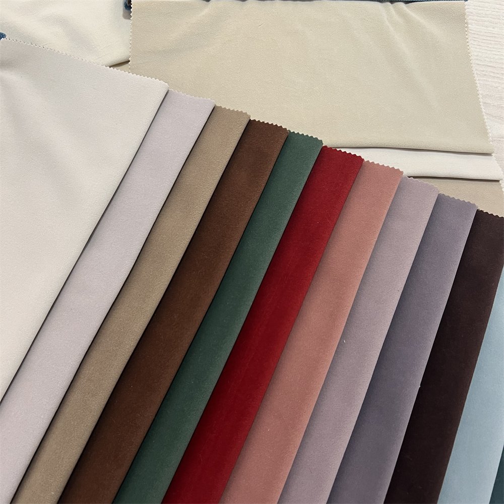 Factory Wholesale Heavyweight Holland Velvet Fabric Waterproof Polyester Sofa Upholstery Solid&Plain Style Cheap Price