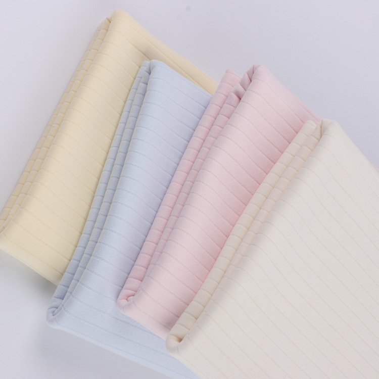 High Quality Drop Needle Knitted Baby 65% Bamboo Fiber 30% Cotton 5% Spandex Striped Jacquard Fabric For Clothing