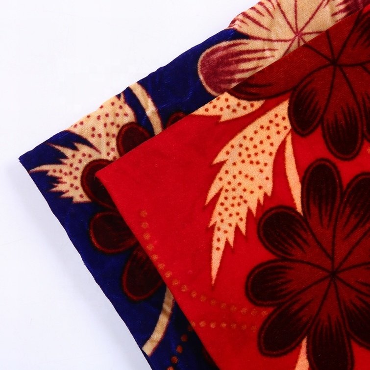 China floral custom 100% polyester printed dress ombre velvet fabric for lady garments