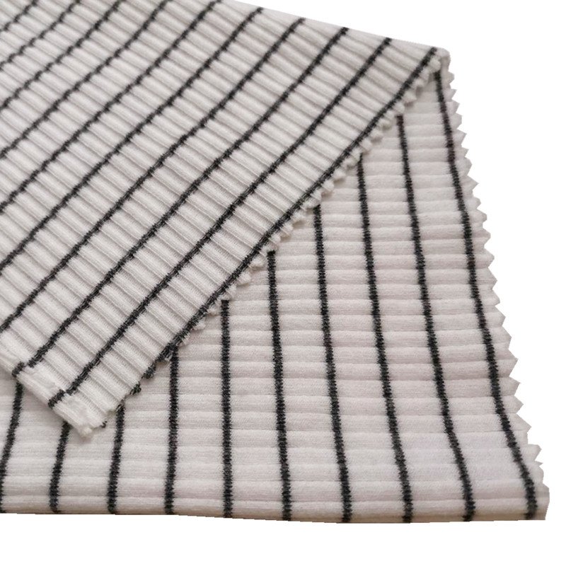 Rayon 95% spandex 5% fabric ribbed sport 4 way stretch fabric 4 way stretch rib knit stripe ribbing fabric for sweatshirts