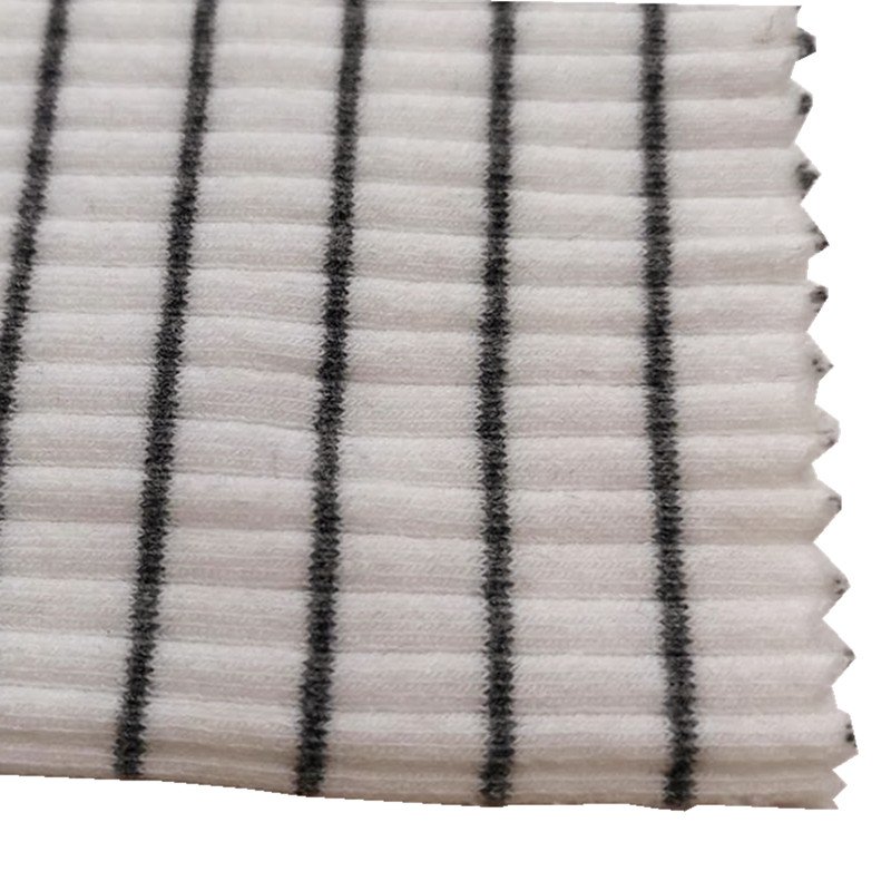 Rayon 95% spandex 5% fabric ribbed sport 4 way stretch fabric 4 way stretch rib knit stripe ribbing fabric for sweatshirts
