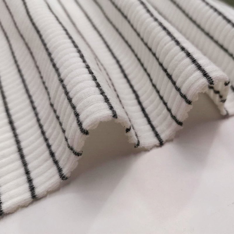 Rayon 95% spandex 5% fabric ribbed sport 4 way stretch fabric 4 way stretch rib knit stripe ribbing fabric for sweatshirts