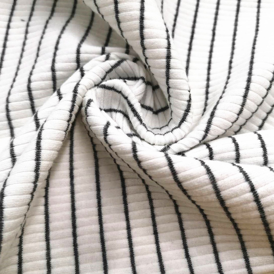 Rayon 95% spandex 5% fabric ribbed sport 4 way stretch fabric 4 way stretch rib knit stripe ribbing fabric for sweatshirts