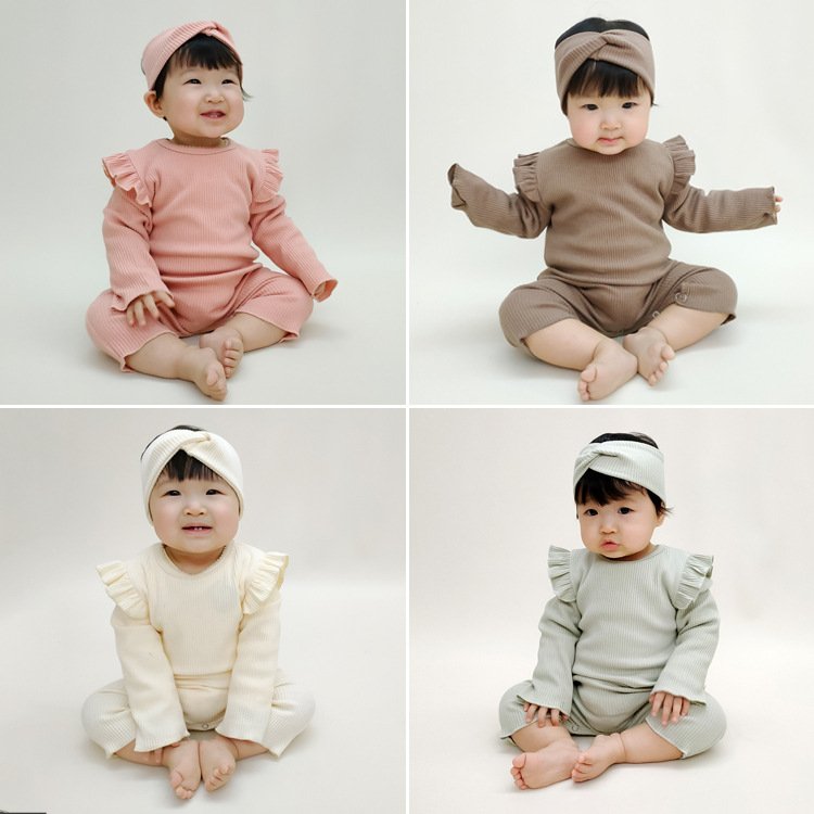 Baifei Custom Organic Bamboo Ruffle Onesie Rope de Bebe Ribbed Baby Boy's Girls' Baby Clothing Bamboo Rompers Baby Clothes Girls