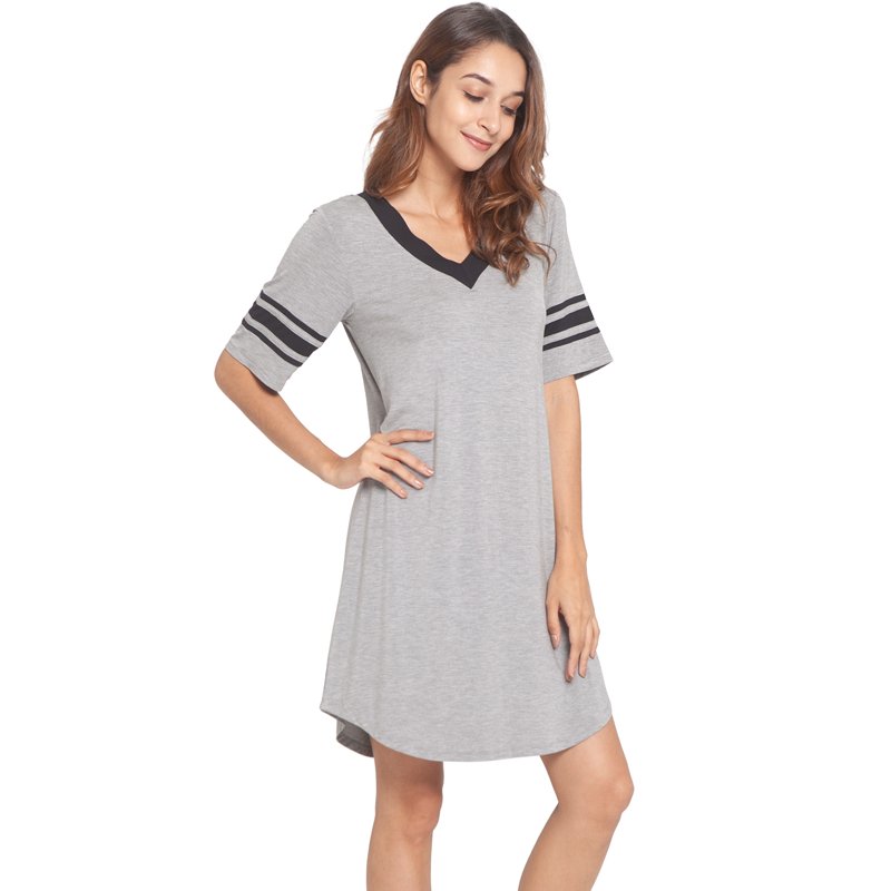 Soft Night Dress for Girls Short Sleeve Sleep Shirt Nightshirts Bamboo Nightgowns For Women