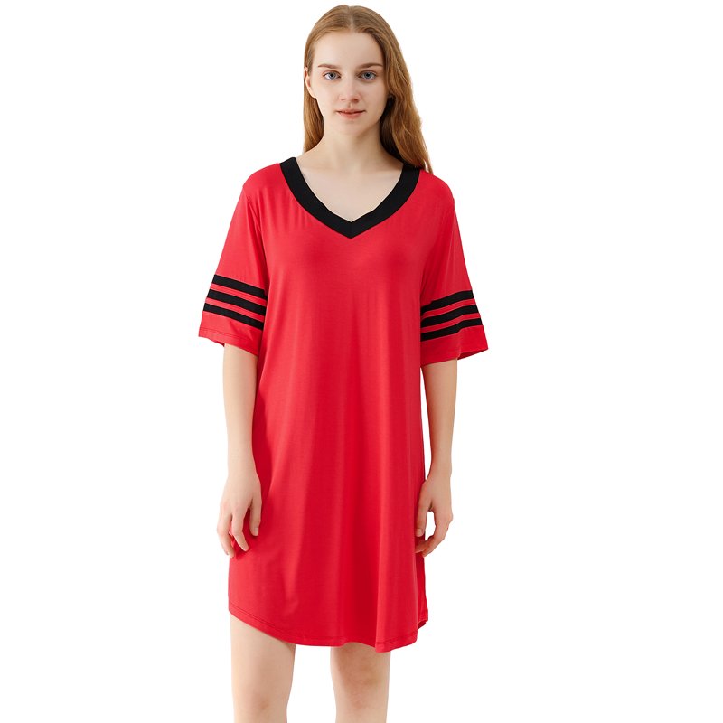 Soft Night Dress for Girls Short Sleeve Sleep Shirt Nightshirts Bamboo Nightgowns For Women