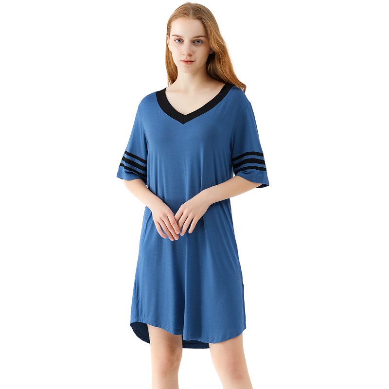 Soft Night Dress for Girls Short Sleeve Sleep Shirt Nightshirts Bamboo Nightgowns For Women