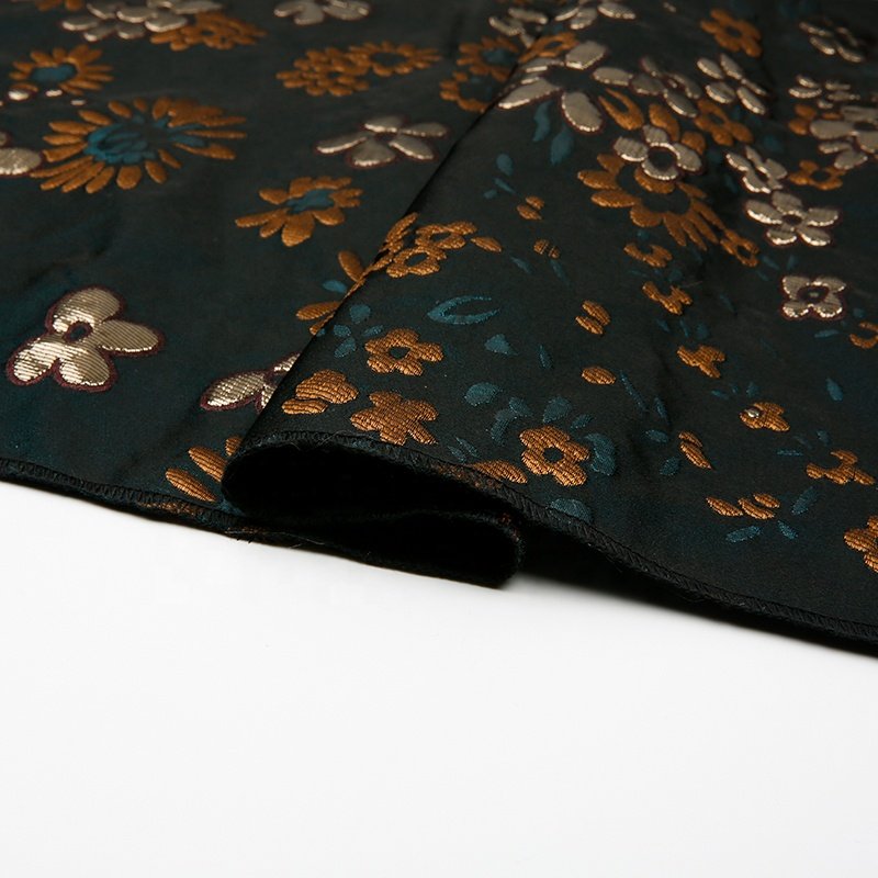 KEER Factory Custom Wholesale JBJ4237MB women's party dress material floral foil pattern polyester metallic brocade jacquard fabric