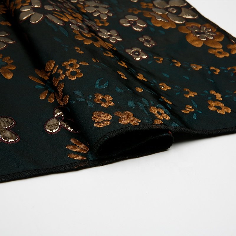KEER Factory Custom Wholesale JBJ4237MB women's party dress material floral foil pattern polyester metallic brocade jacquard fabric