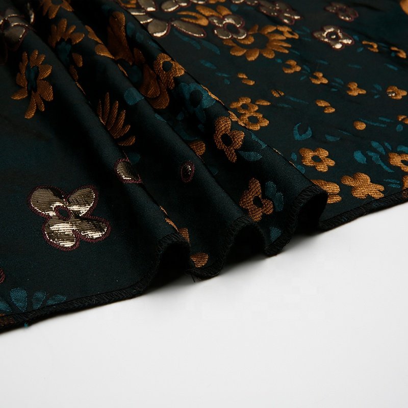 KEER Factory Custom Wholesale JBJ4237MB women's party dress material floral foil pattern polyester metallic brocade jacquard fabric
