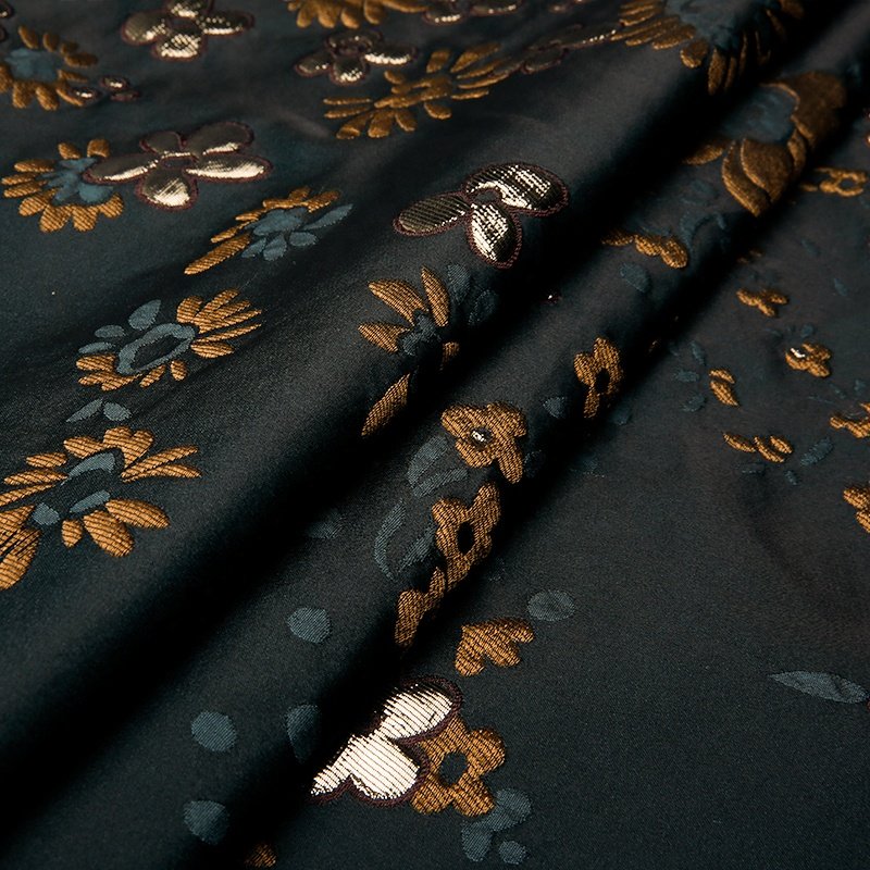 KEER Factory Custom Wholesale JBJ4237MB women's party dress material floral foil pattern polyester metallic brocade jacquard fabric