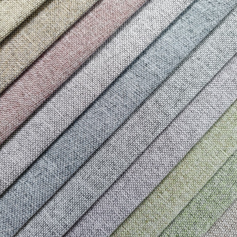 Factory direct supply 100% polyester best 100% shading interior linen look full blackout curtain fabric for living room