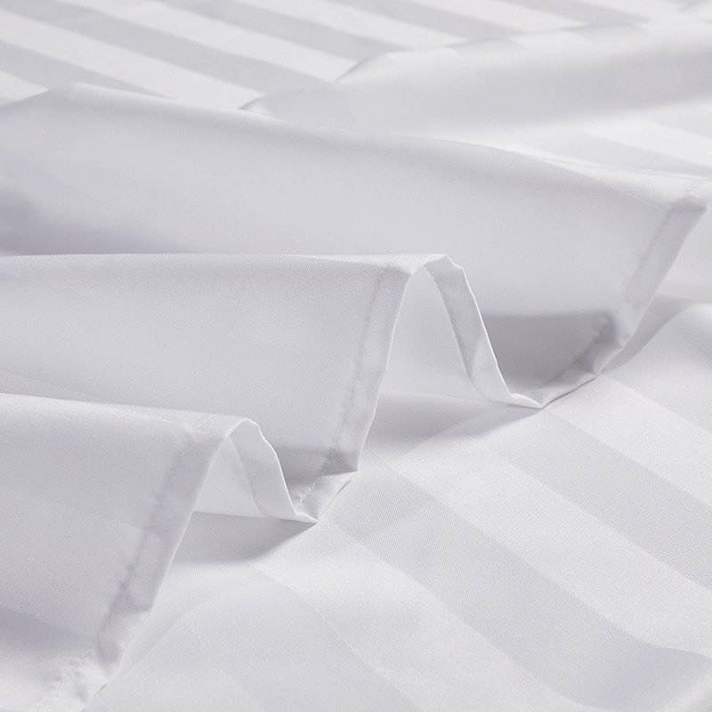 Hotel Luxury White Bed Sheet Set 3cm Stripe Jacquard Duvet Cover Bed Linen 100% Cotton Bedding Sheet for Star Hotel Wholesale