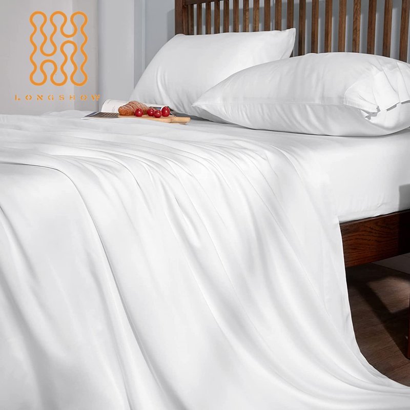 Wholesale factory 200tc twill bamboo fabric Rayon Derived from Bamboo Breathable & Soft Deep Pocket bedsheet set