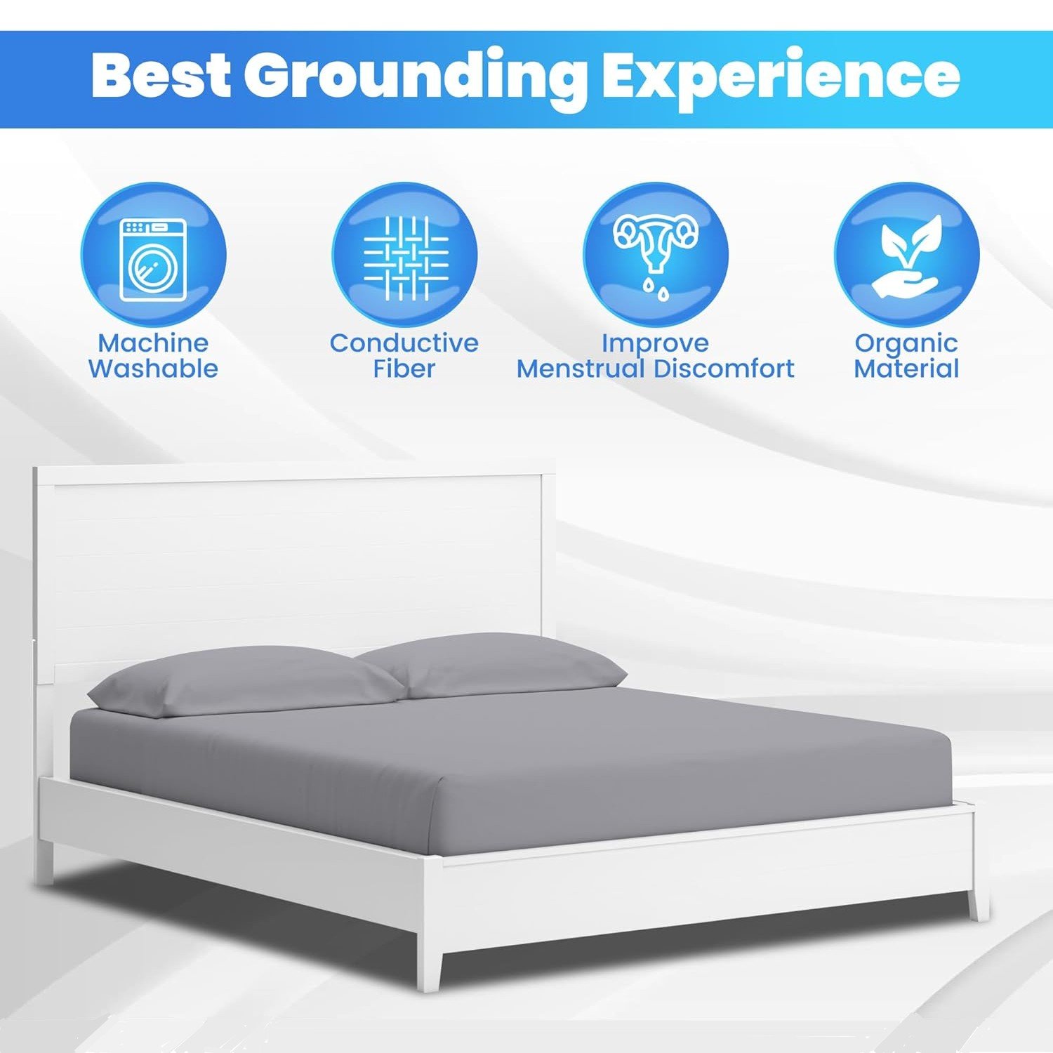 New Products 95% Bamboo Fiber +5% Silver Conductive Grounding Fitted Sheet For Earthing