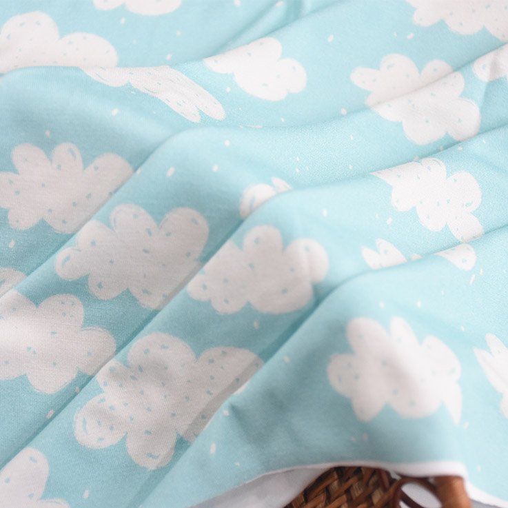 No Moq 95%Bamboo Fiber 5%Spandex Fabric Custom Cute Clouds And Sun Pattern Digital Printed 250gsm Bamboo Jersey For Baby