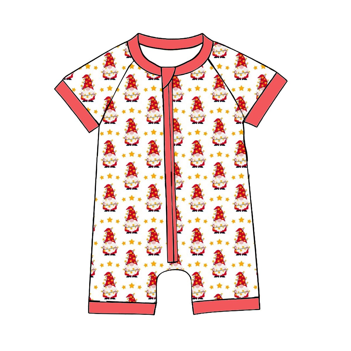 2024 Summer Baby Romper Zipper 95% Bamboo Fiber Wholesale One Piece Polyester Boys Girls Short Sleeve Jumpsuit Christmas Print