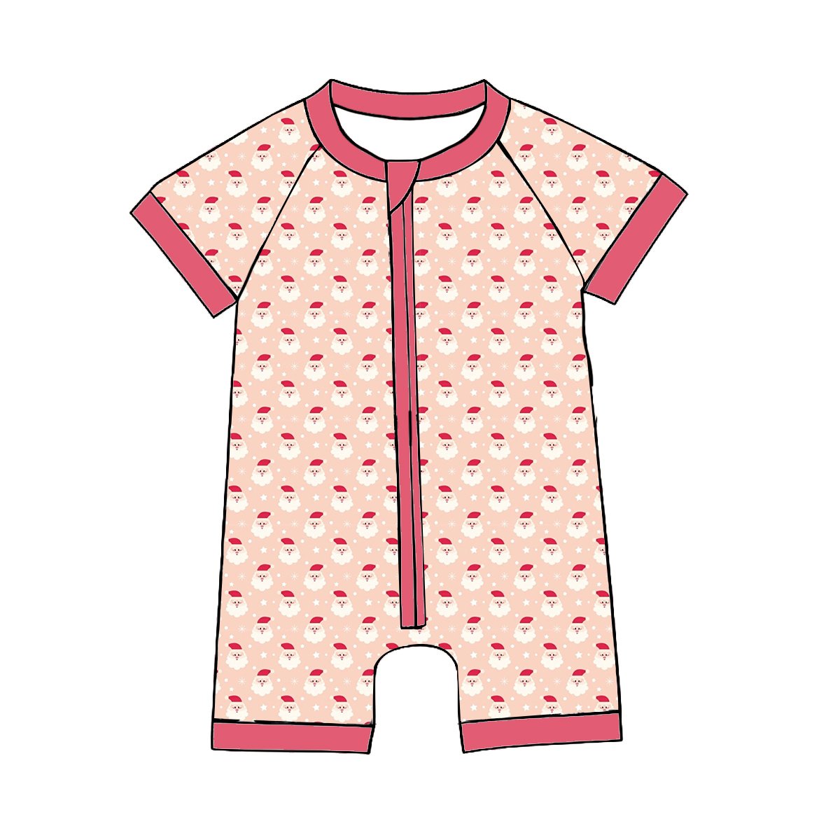 2024 Summer Baby Romper Zipper 95% Bamboo Fiber Wholesale One Piece Polyester Boys Girls Short Sleeve Jumpsuit Christmas Print