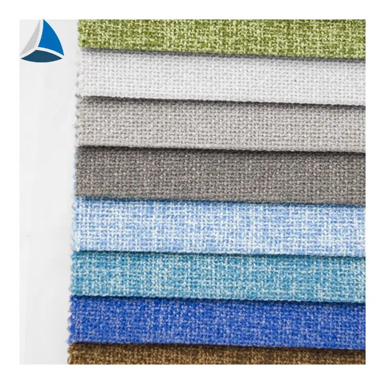 Wholesale Fashionable Plain Color 100% Polyester Sofa Poly Linen Fabric for sofa curtain