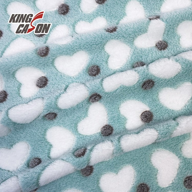 Kingcason Newest 100%Polyester Heat Prints Good Hand-Feeling Fabric Glued Print Coral Fleece Fabric For Blankets