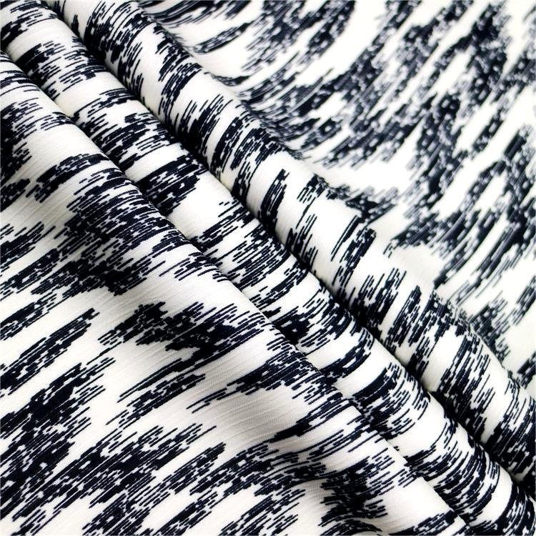Black White Design Polyester Microfiber Fabric Printed Satin Crepe 100% Polyester Fabric