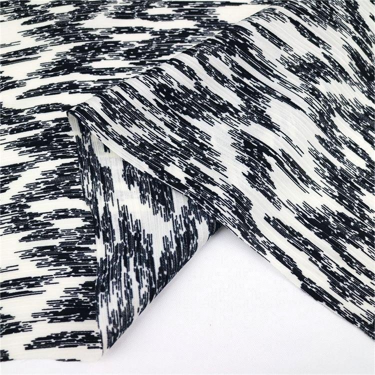 Black White Design Polyester Microfiber Fabric Printed Satin Crepe 100% Polyester Fabric