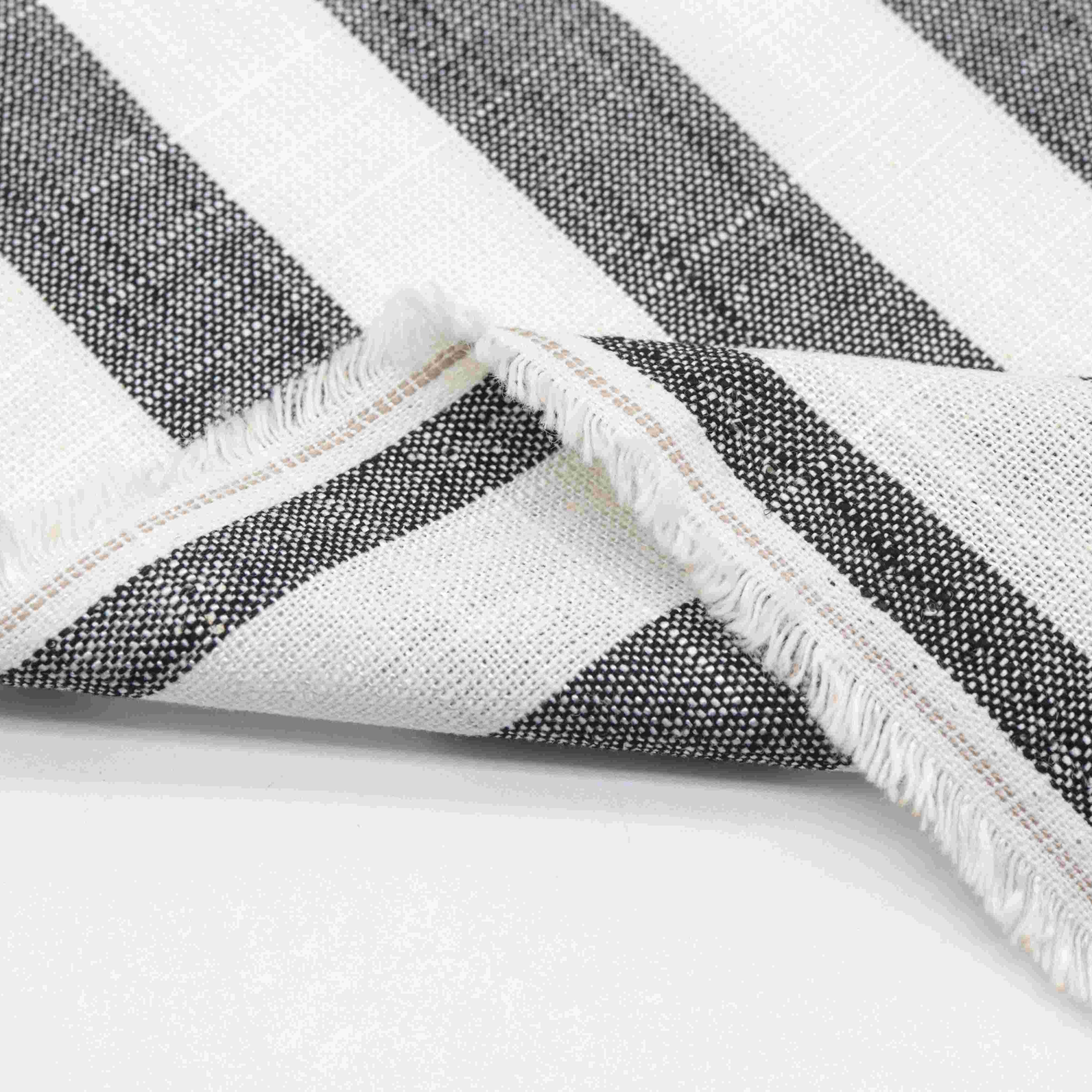 New arrival factory price stripe hemp home textile gingham blend rayon viscose polyester linen fabric for clothing