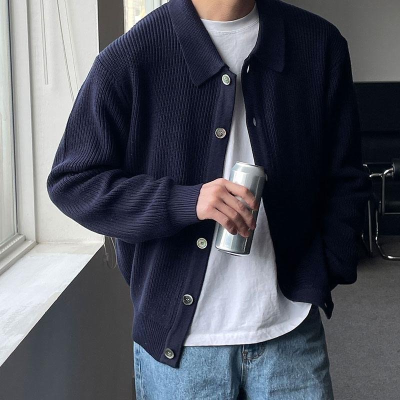 Customized winter knitted cardigan sweater solid color casual long sleeved jacket new winter cardigan