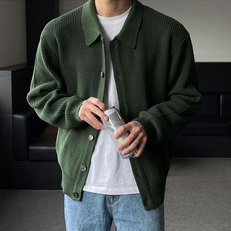 Customized winter knitted cardigan sweater solid color casual long sleeved jacket new winter cardigan
