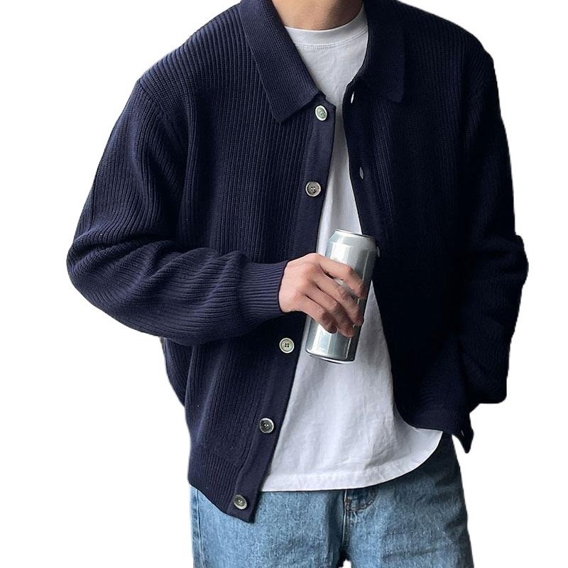 Customized winter knitted cardigan sweater solid color casual long sleeved jacket new winter cardigan