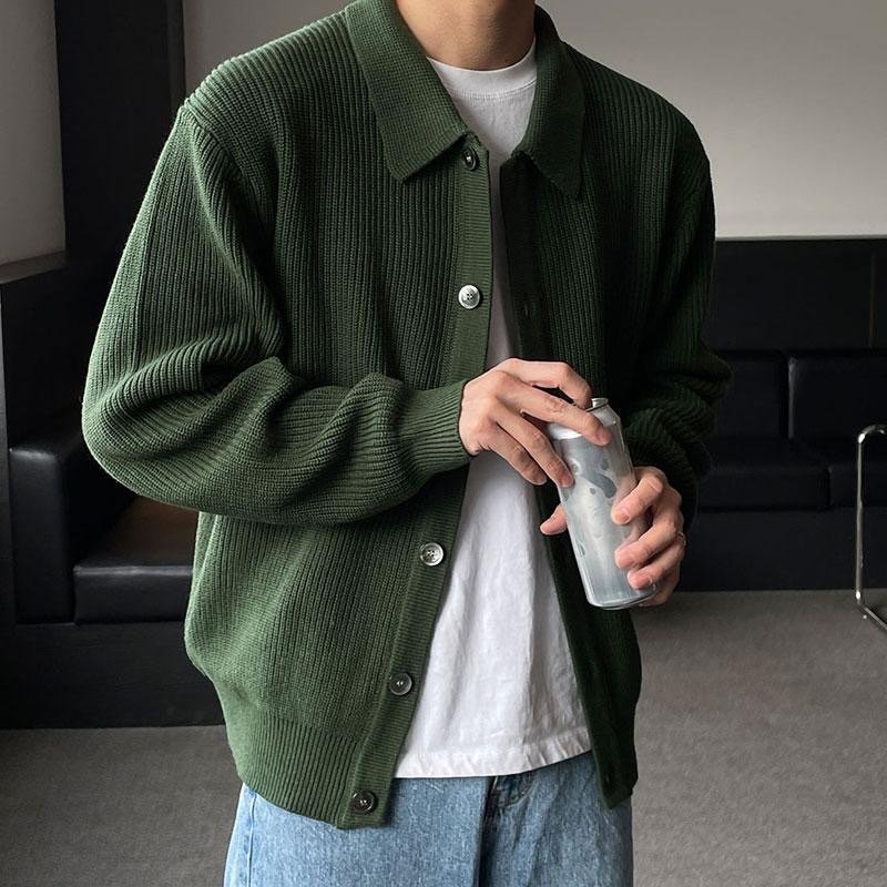 Customized winter knitted cardigan sweater solid color casual long sleeved jacket new winter cardigan